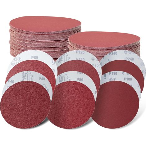 Disques de Ponçage 180mm, 60 Pièces, 7 inch Disques Abrasifs Grain 40 60 80 120 180 240 320 pour Ponceuse Orbitale Aléatoire, Idéal pour Poncer/Polir/Dérouiller (1/5)