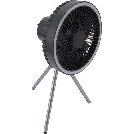 Ventilateur de camping sur trépied avec éclairage LED, 10 000 mAh, rechargeable, portable, idéal pour les barbecues, la pêche et les voyages en voiture. (1/5)