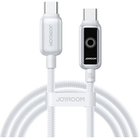 Cable de datos de carga rápida Joyroom USB-C a USB-C de 100 W, 1,2 m - Blanco