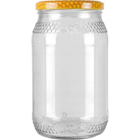 8x Tarro 900 ml PANAL DE ABEJA con tap贸n de rosca fi82 para tarro de MIEL 0,9L