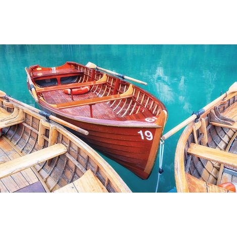 Affiche design barques en bois sur un lac, 60x40cm - made in France (1/5)