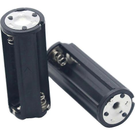 Adaptateur pour lampe torche avec boîtier, porte-piles cylindrique noir en plastique AAA. (1/5)