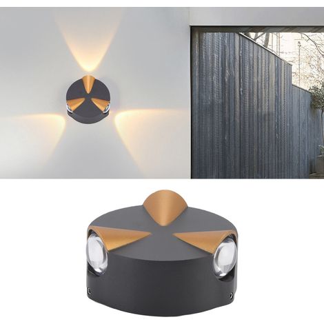 Applique murale ronde minimaliste LED 3W avec éclairage à 3 LED sur trois faces, lampe de chevet, matériau en aluminium, étanche pour extérieur, décoration créative pour couloir/mur/cour (1/5)