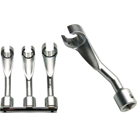 Bgs Technic – Clé à tuyauter pour injection 120 mm – Chromé mat – Lot de 3 clés 14-17-19 mm – Pour lignes d'injection diesel