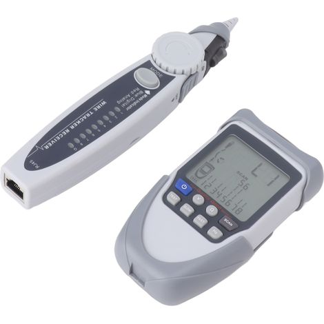 Détecteur de câbles avec récepteur, testeur de fils, détecteur de lignes avec écran LCD, mesure de tension de batterie PoE pour téléphone et internet (1/5)