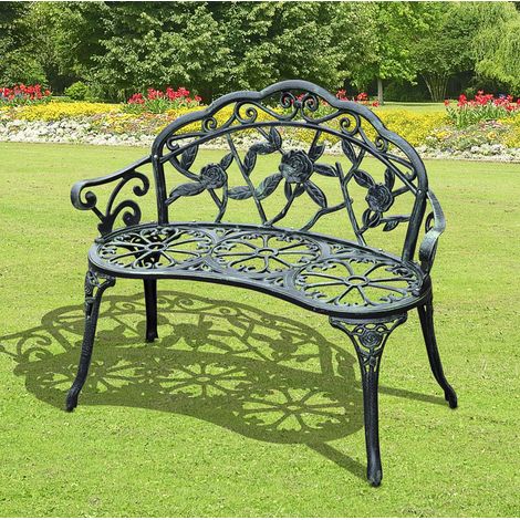 siège jardin banc 2 places extérieur 100 cm métal HAVRYA (1/4)