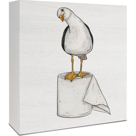 Décoration de salle de bain à mouette de plage, panneaux en boîte en bois à mouette pour décoration côtière, panneaux en bois humoristiques pour salle de bain, toilettes, comptoir et étagère, 12,7x12, (1/5)