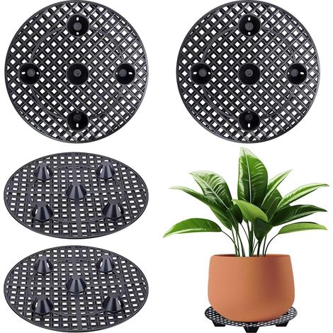 APEX Élévateurs Pot Fleurs Maille Pad, 4 Supports de Pot de Fleurs, Porte Plante Supports Ronds pour Pots de Fleurs, Tapis de Jardinage en Maille pour Terrasse Intérieur Extérieur 30cm