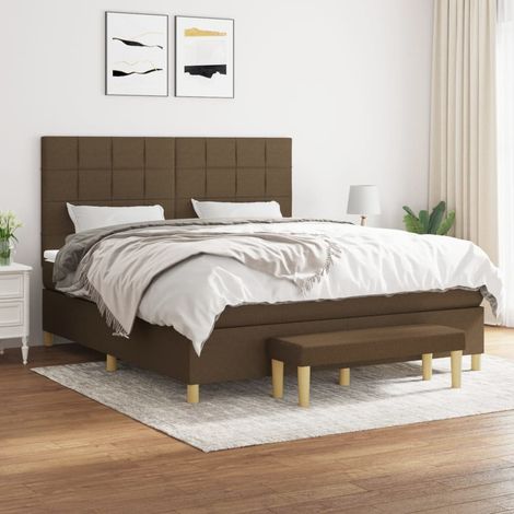 Lit adulte Moderne,Lit à sommier tapissier et matelas Marron foncé 180x200 cm -31408 (1/5)