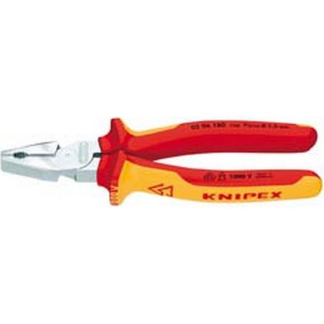 KNIPEX 02 06 200 Pinza universale tipo forte isolati con manici rivestiti in materiale bicomponente, collaudati VDE cromata 200 mm