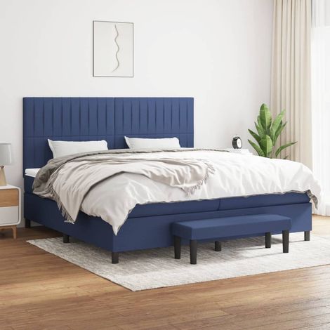 Boxspringbett mit Matratze Blau 200x200 cm Stoff (1/5)