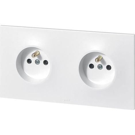  Double Prise De Courant Précâblée Neptune, Installation Facile Sans Outil, Éclips De Protection Pour Enfants, Appareil Complet Prêt À Installer