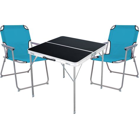 3-teiliges Campingmöbel Set schwarz 80x80x70cm Petrol-MMC330883B+2xMPO2600P (1/4)