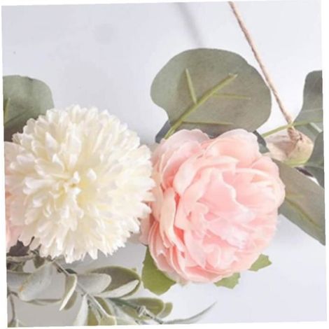 Couronne de fleurs suspendue cerveau pivoine guirlande artificielle faux soie eucalyptus vigne décor mural (1/4)