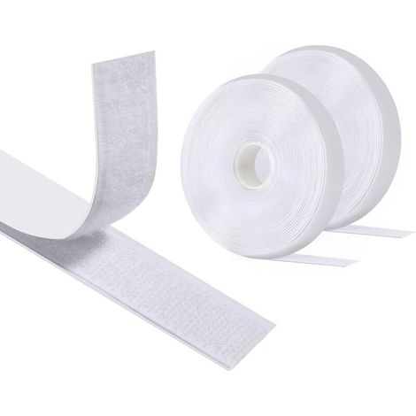 Ruban Scratch Auto-Adhésif Double Face 8 m × 20 mm Blanc – Crochet & Boucle Puissant pour Couture et Réparation