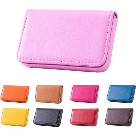Porte-cartes en cuir synthétique, homme/femme, fermeture magnétique, pour cartes de visite et de crédit. (1/5)