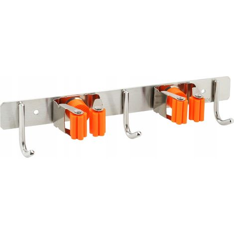PORTAUTENSILI GANCIO APPENDIABITI SCOPE RASTRELLO MOP SPAZZOLE -2 POSTI (1/3)