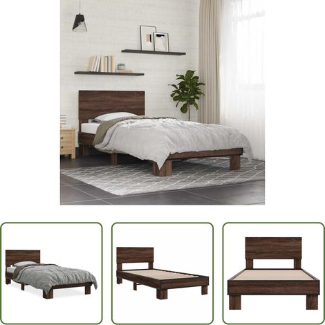 Lit bois - Cadre de lit sans matelas chêne marron 75x190 cm (1/5)