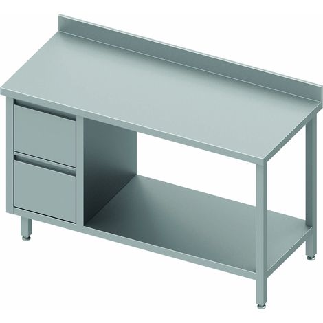 Table Inox Avec 2 Tiroirs & Etagère à Droite - Gamme 700 - Stalgast