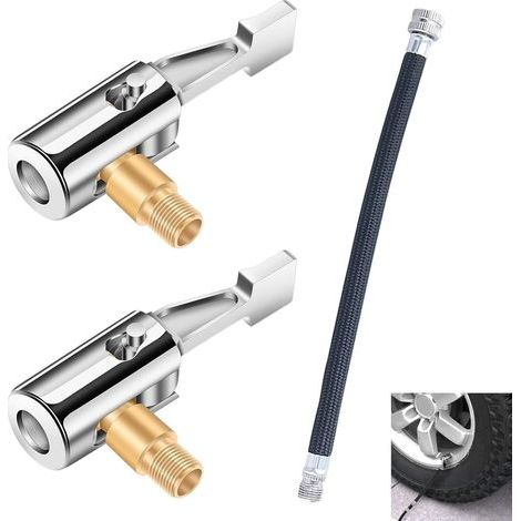 2 Pièces 8mm Embout Gonflage Pneu Voiture, Adaptateur de Valve de Pneu de Voiture, Embout Pompe Velo avec 11cm Gonfleur Pneu D'extension, pour Air Pompe Voitures Motos et Vélos (1/5)