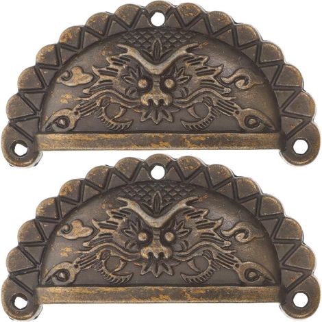 Lot de 2 Poignées de Meuble en Cuivre Or Style Vintage Tête de Lionceau Demi-rond Prise Confortable et Antirouille pour Décoration Intérieure (1/5)