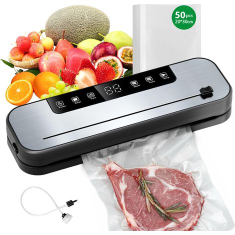 Machine sous Vide Alimentaire, 6 en 1 Appareils de Mise Sous Vide avec 50 Sacs à Vide, Mise Sous Vide Alimentaire, Appareil Sous Vide Alimentaire pour les Aliments Frais, Modes Sec et Humide (1/5)