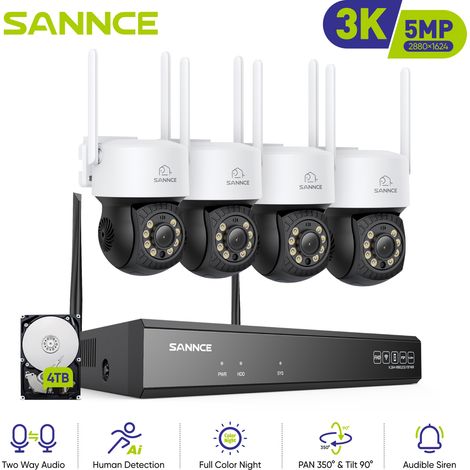 SANNCE Cámara de seguridad IP inalámbrica de 5 MP con detección de personas con IA y protección continua. (1/5)