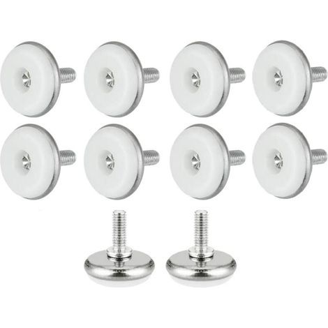 50 PCS Pied Vérin Réglable Pied de Nivellement en Plastique et Métal avec Écrou Pieds Réglables M615 30mm Vis de Réglage Meuble pour Table Meuble Bureau Placard Chaise, Blanc (1/5)