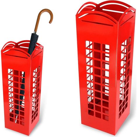 Porte-parapluie carré en fer avec cabine téléphonique londonienne Rouge 49 x 15,5 cm (1/3)