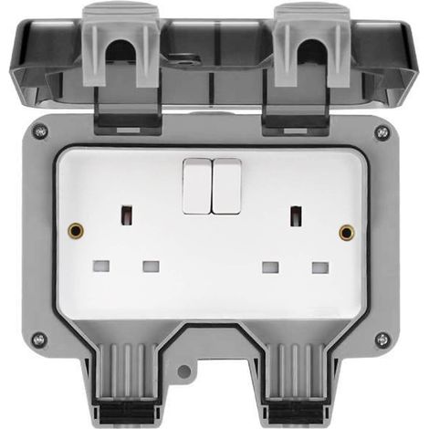 Outdoor Socket 13Amp Waterproof Double Socket IP66 Plug Socket Box Weatherproof Switched Power Socket Wall Electrical Socket Box (1/5)