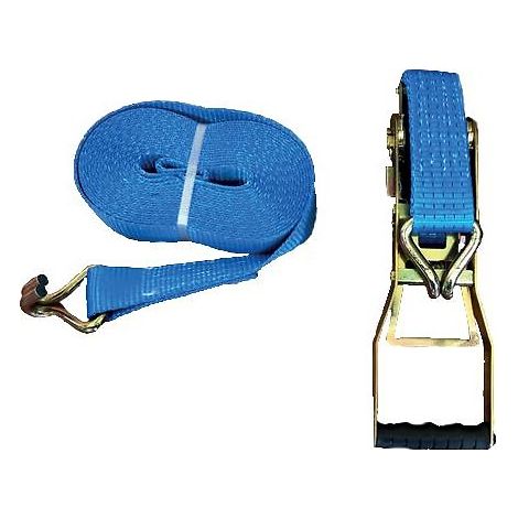 Sangle d'arrimage bleu avec cliquet ergonomique à poignée longue et tension inversée 9m par 50mm capacité 5 tonnes - LECUYER