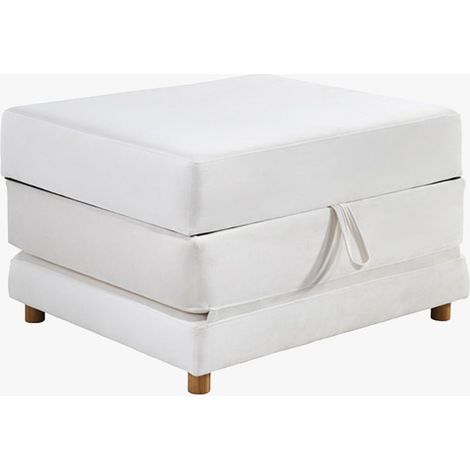 PAULA Banquette carrée convertible en tissu blanc écru (1/5)