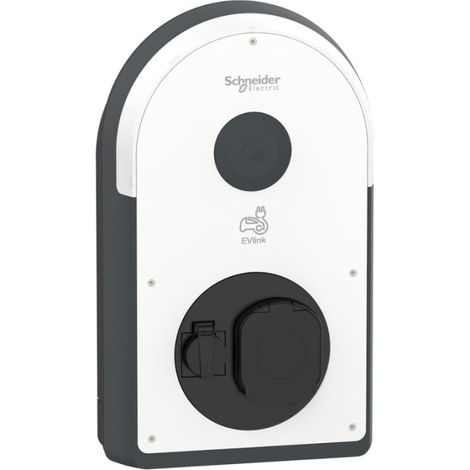 Schneider Electric – Borne de recharge EVlink Pro AC EVB3S07N4EAM – 7,4 kW – 32 A – 1 prise T2S + 1 prise TE – Compteur MID – Solution IRVE certifiée