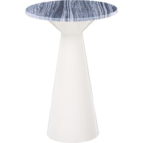 Mesa auxiliar elegante con base metálica tablero de mármol con recubrimiento en polvo salón redonda blanco/gris Amistad