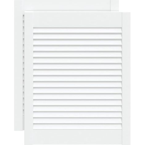 Maison Exclusive - Portes d'armoire à persiennes 2pcs blanc 61,5x49,4cm pin massif (1/5)