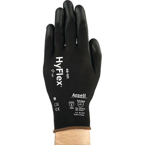 Guanto HyFlex® 48-101 taglia 7 nero EN 388 PSA II Nyl.m.PU ANSELL (confezione da 12)
