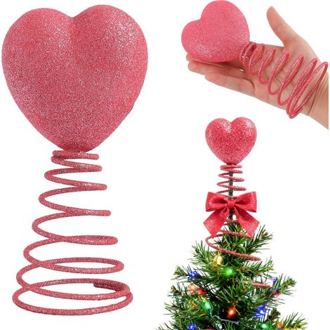 Topper Pour Arbre De Noël - Coeur En Métal Avec Ressort - Décoration De Saint-Valentin Et Fêtes - 1 Pièce (1/5)