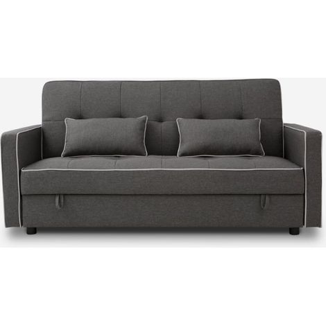 Sofá cama clásico 2 plazas en tejido con contenedor Zalto - Gris Oscuro