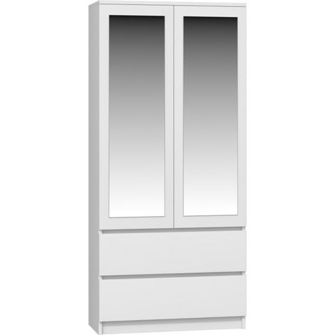 TORINO - Armadio 2 ante con specchio stile camera da letto moderna - 90x50x180 - 2 cassetti (1/3)