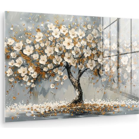 CUADRO DE METACRILATO Árbol - Flores - Blanco - Naturaleza - Arte Pinturas 60x40 (1/5)