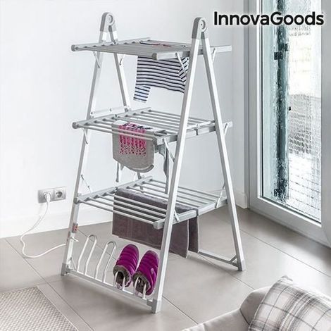 Étendoir à Linge Électrique 3 étages - Séchoir à Linge Chauffant Pliable