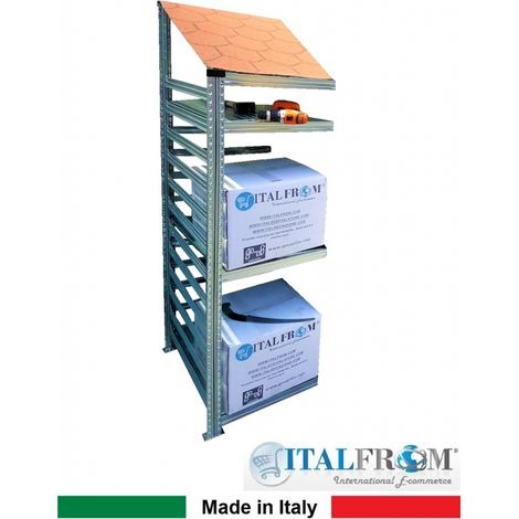 Legnaia Modulare ITALFROM� in Acciaio Zincato Autoportante - con 3 Ripiani Portaoggetti - Modulo Continuativo - cm L60xP60xH200 Tetto Verde (1/5)