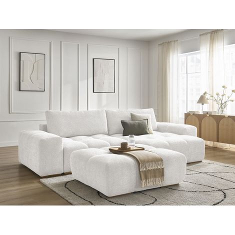 Bobochic – Canapé d'angle réversible ANAKIN 4 places – Tissu bouclette – Longueur 310 cm – Largeur 160 cm – Style moderne – Pieds en bois massif (1/5)