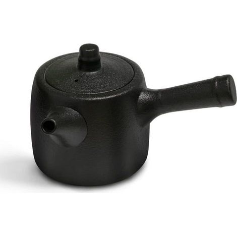 Théière Japonaise Céramique 300ml, Poignée Latérale, Infuseur et Passoire, Style Kung-Fu, Noire Label (1/5)