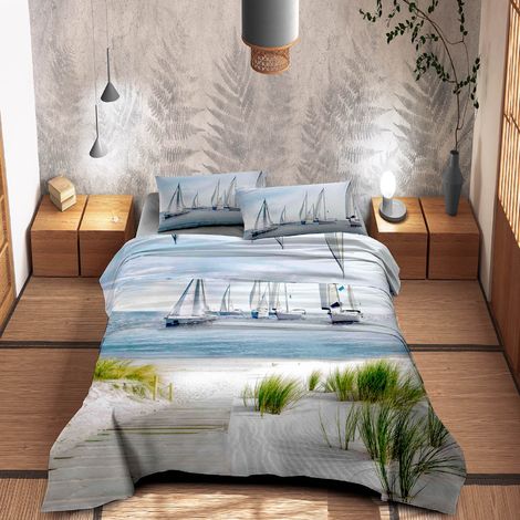 Completo Letto Lenzuola 100% Cotone Set Lenzuolo Moderno Sotto Sopra Federe Due Stampe In Altissima Definizione Dis1Dreams - Matrimoniale