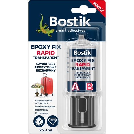 Colle époxy bi-composante Bostik Fix Rapid, incolore, 2 x 3 ml (1/2)