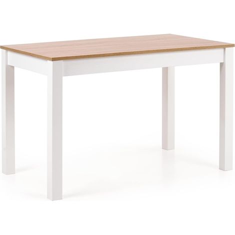 Mesa Houston 225, Roble Sonoma + Blanco, 76x68x120cm, Aglomerado laminado, MDF