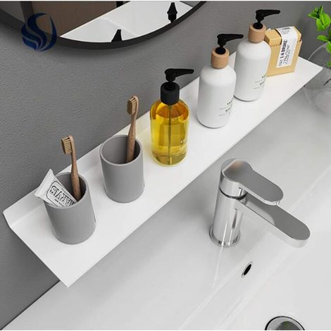 Étagère Murale Adhésive 40 cm en Aluminium Blanc Sans Perçage pour Salle de Bain (1/5)
