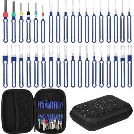 Lot de 36 outils de démontage pour terminal de voiture, goupille de démontage pour contacts ronds plats, kit d'outils de retrait de terminal pour la plupart des connecteurs (avec boîte) (1/5)