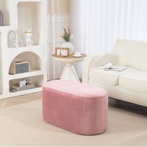 CHICFURN Banco arcón rosa 81x40x41 cm de poliéster, estilo francés, para recibidor y salón (1/5)